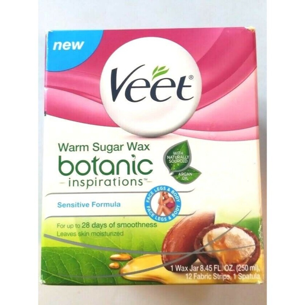 Veet Warm Sugar Wax Botanic Inspirations Sensitive Formula Kit Strips Spatula